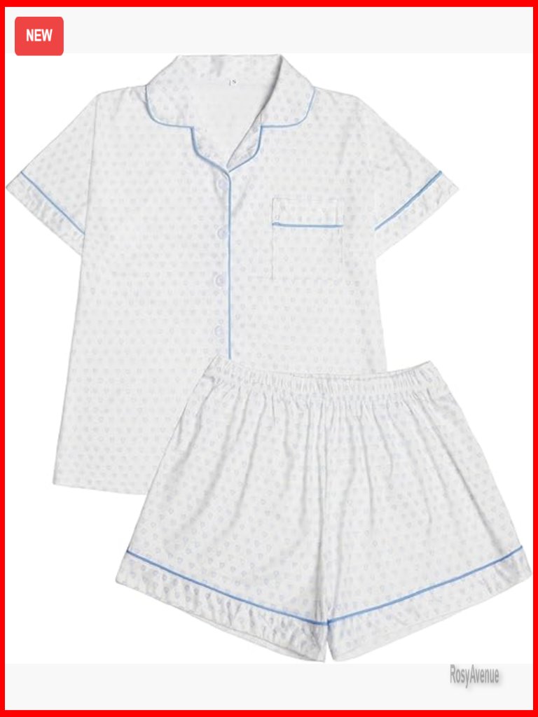 2 Piece Pajama Set Button Down Lounge Sleepwear Soft Pjs